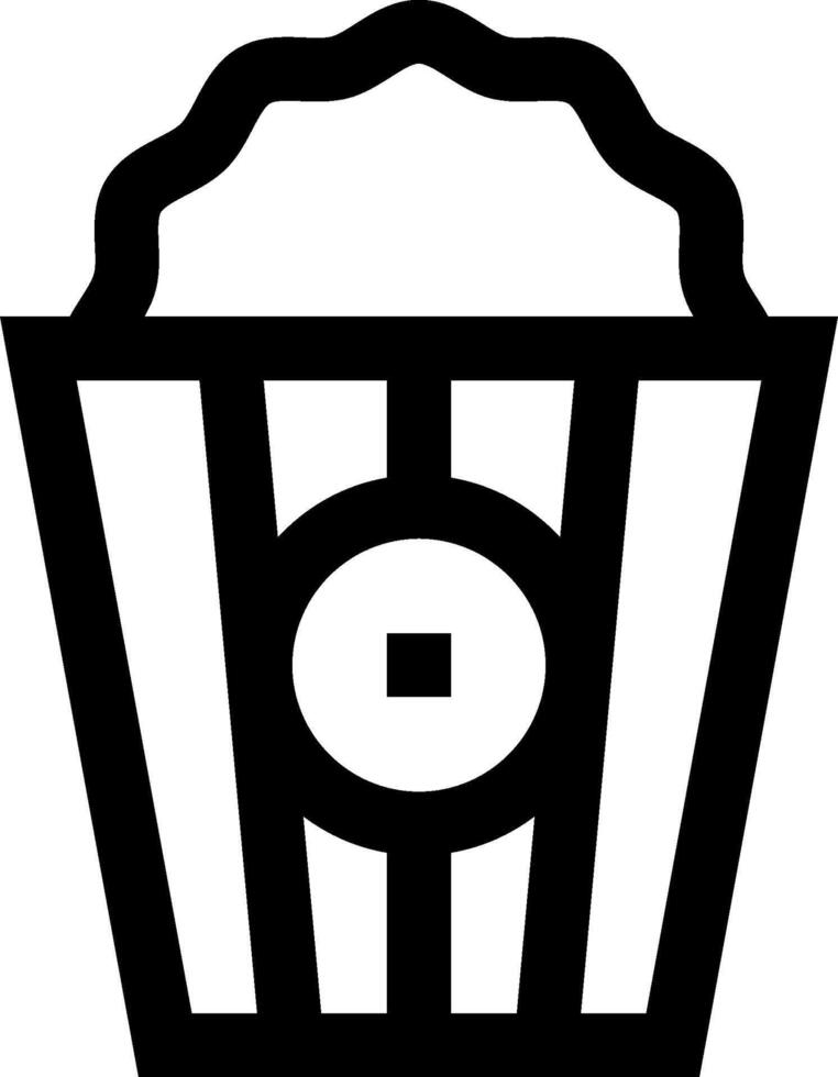 A black and white icon of popcorn vector