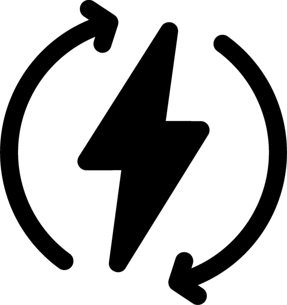 A black and white icon of a lightning bolt vector