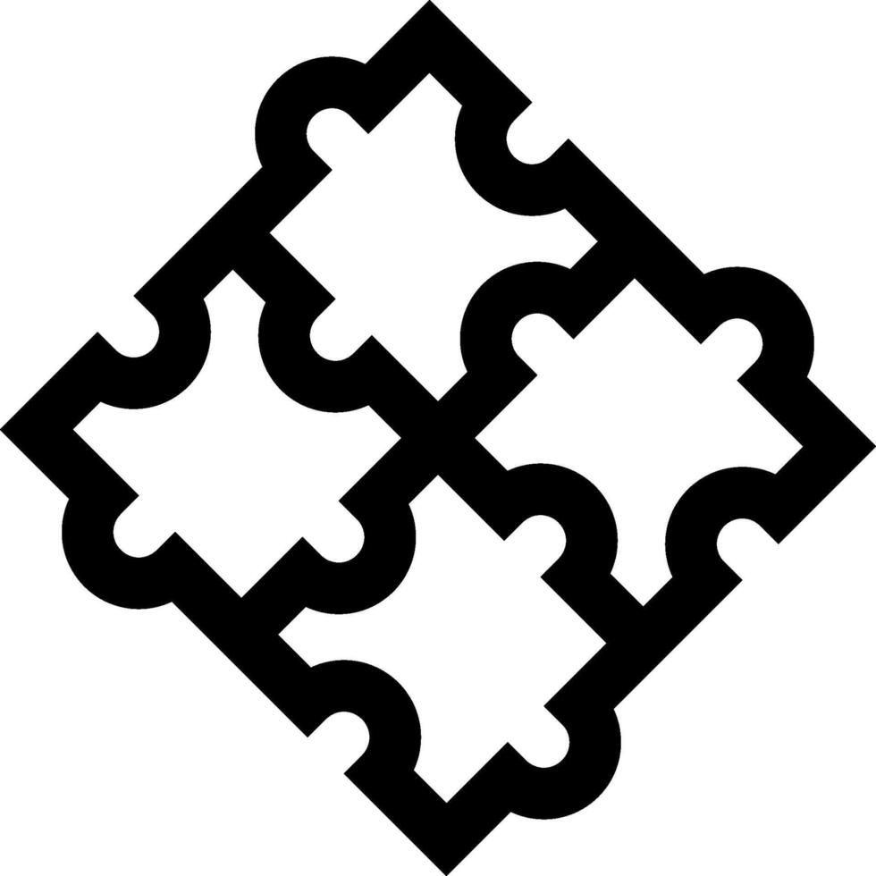 A black and white puzzle piece with four squares vector