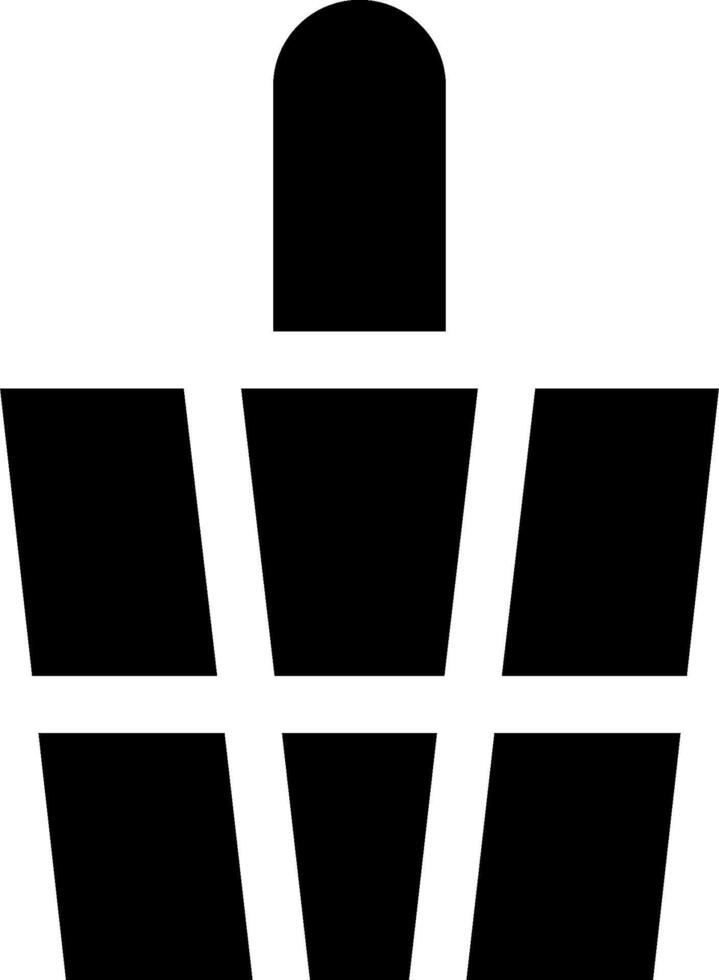 A black and white icon of a basket vector