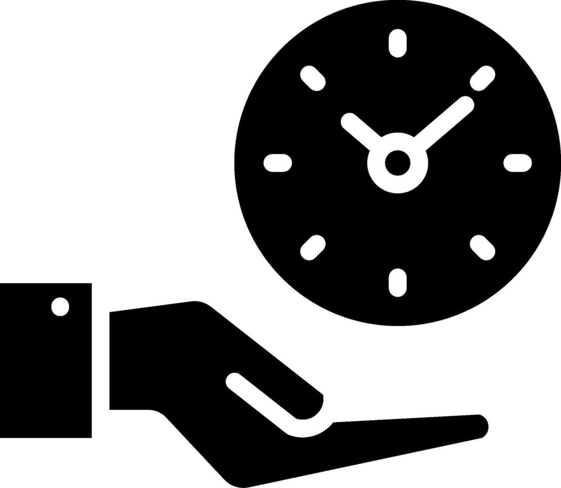 A hand holding a clock and a hand holding a hand vector
