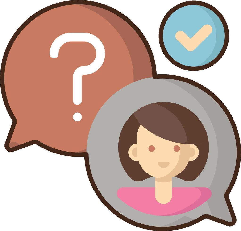 A woman with a question mark and a speech bubble vector