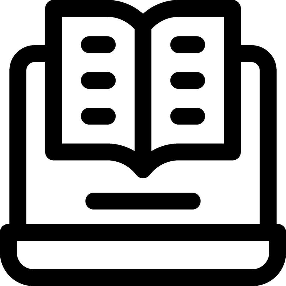 A black and white icon of a book on a table vector