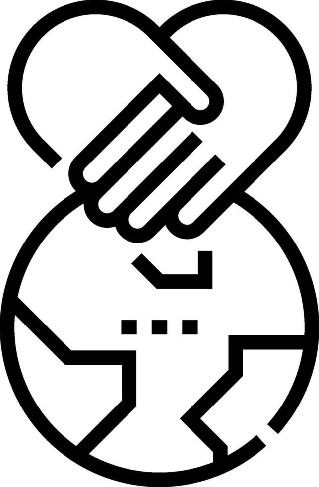 A black and white logo of two hands holding a globe vector