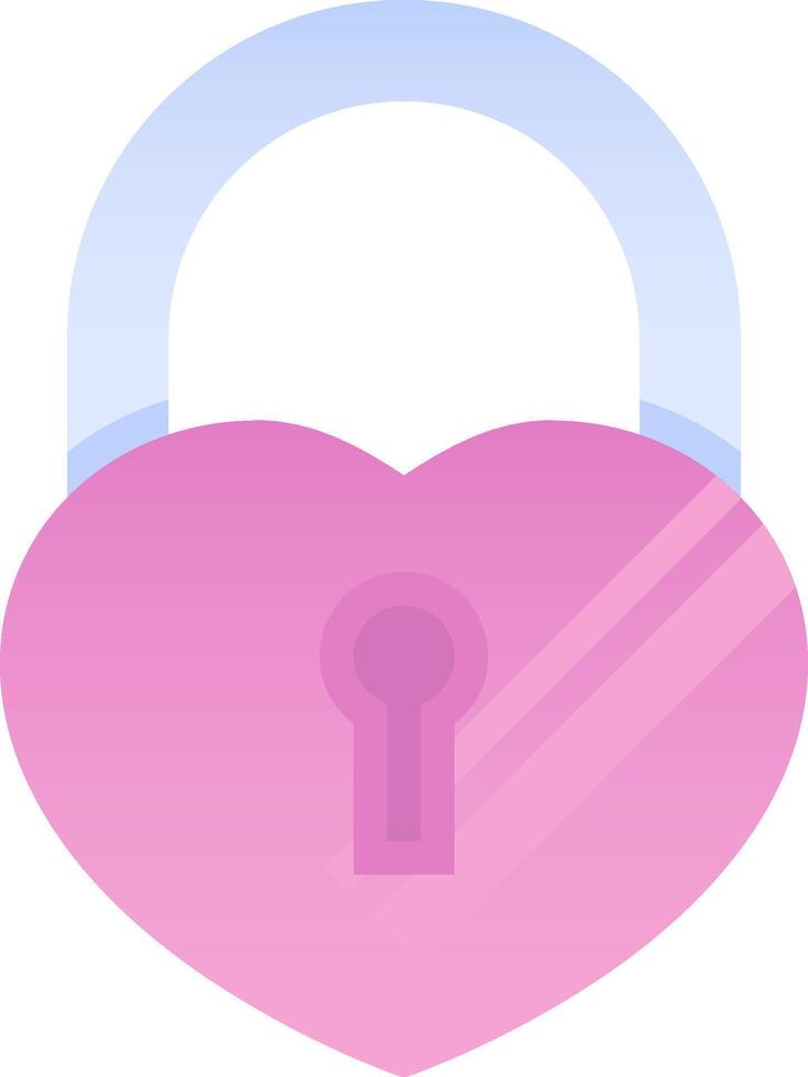 A pink heart shaped lock with a keyhole vector