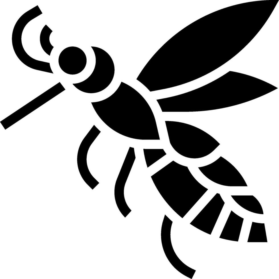 A black and white silhouette of a bee vector