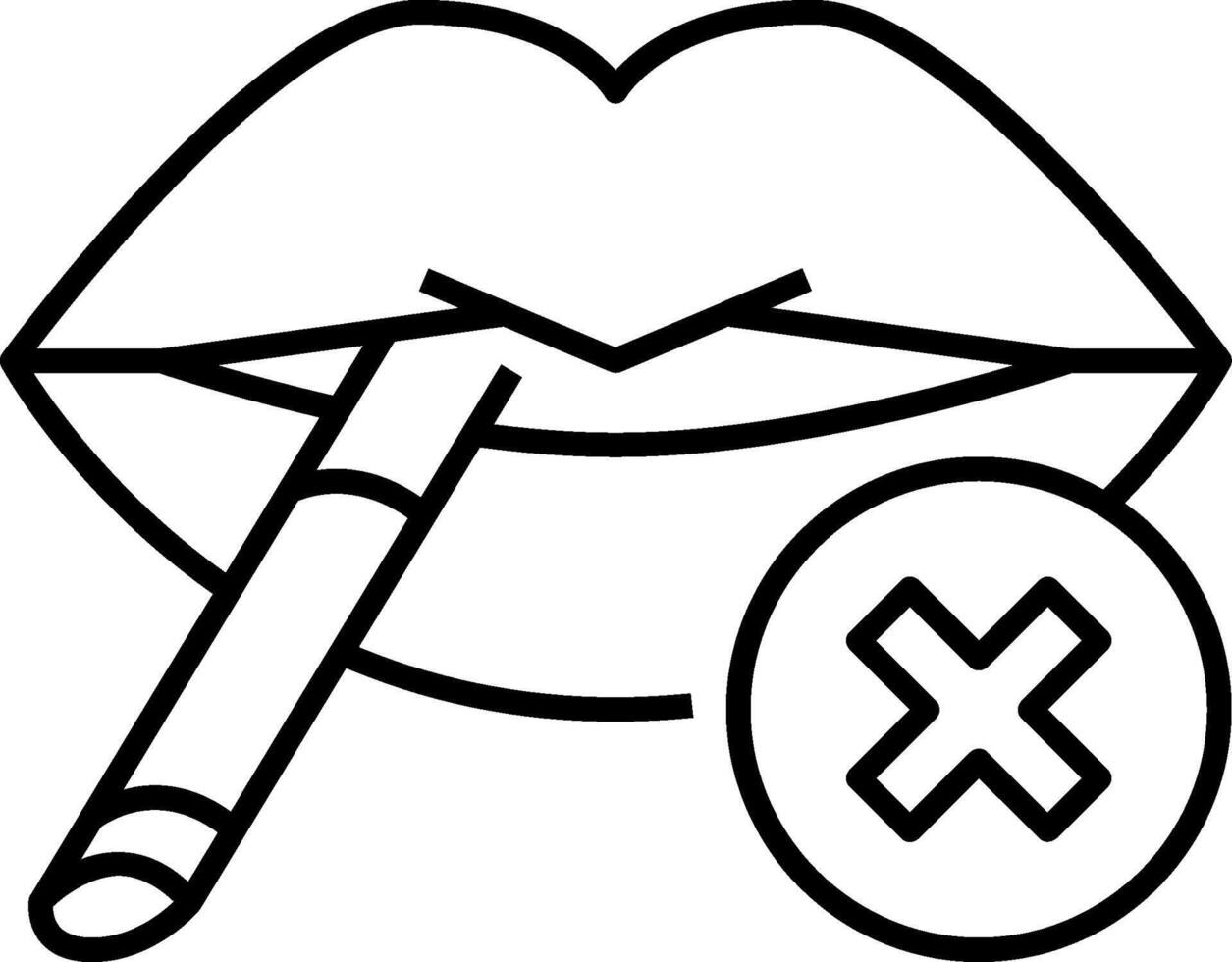 A black and white drawing of a woman's lips with a cigarette vector