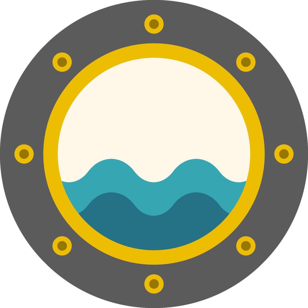 A porthole with waves and a blue sky vector