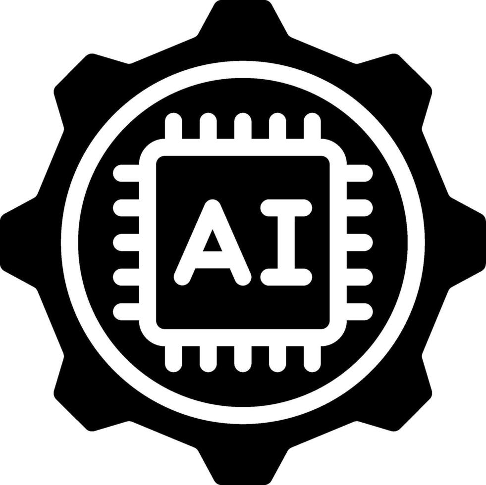 A black and white image of an ai chip vector