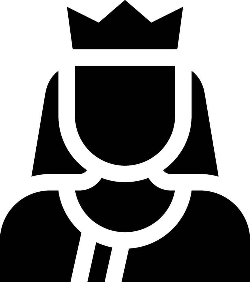 A black and white icon of a woman wearing a crown vector