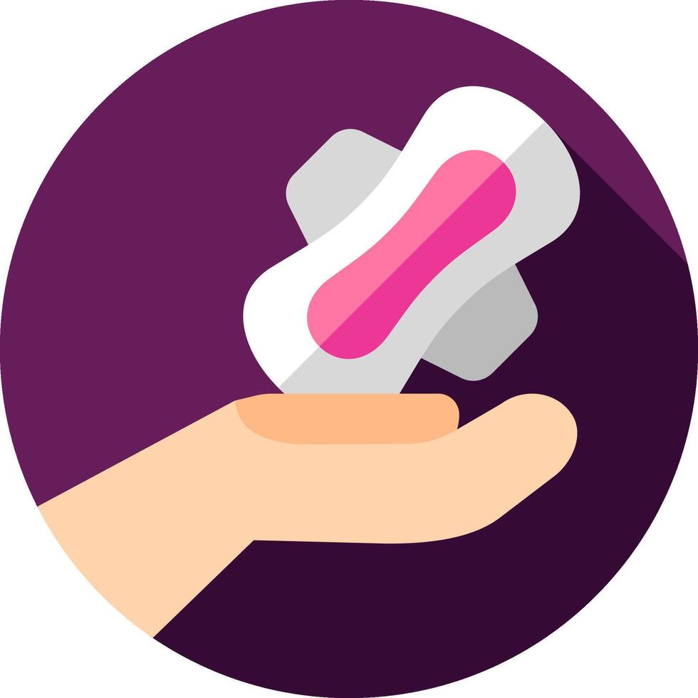 A hand holding a pink and white sanitary pad vector