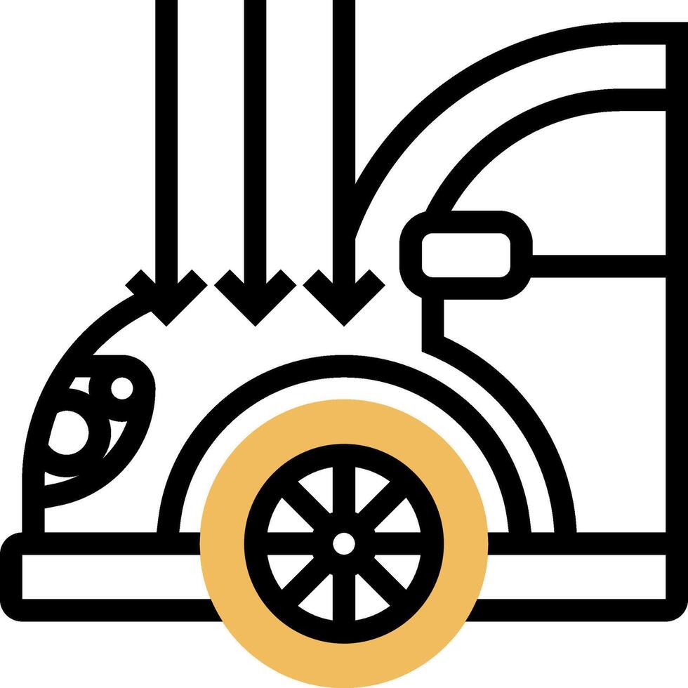 A black and yellow truck with a yellow wheel vector