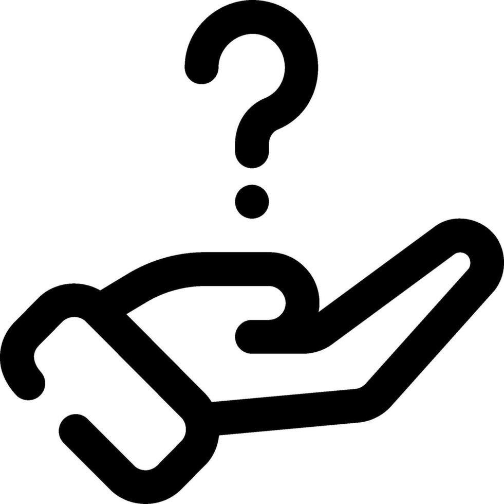 A hand holding a question mark icon vector