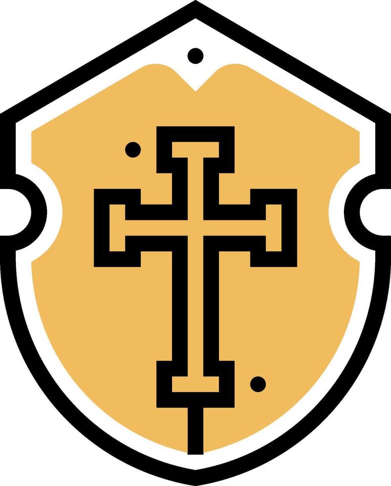 A shield with a cross on it vector