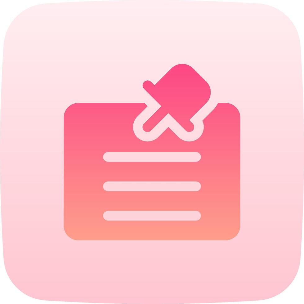 A pink square icon with a paper clip and a pencil vector