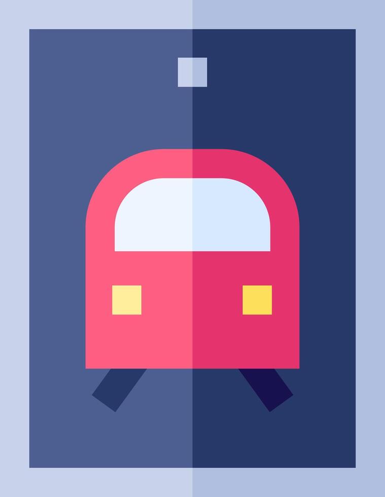 A flat icon of a train on a blue background vector