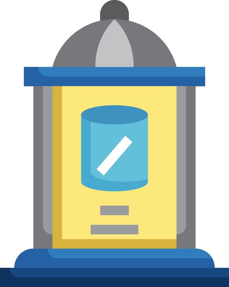A blue and yellow box with a blue arrow on it vector