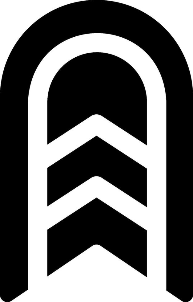A black and white logo with a chevron vector
