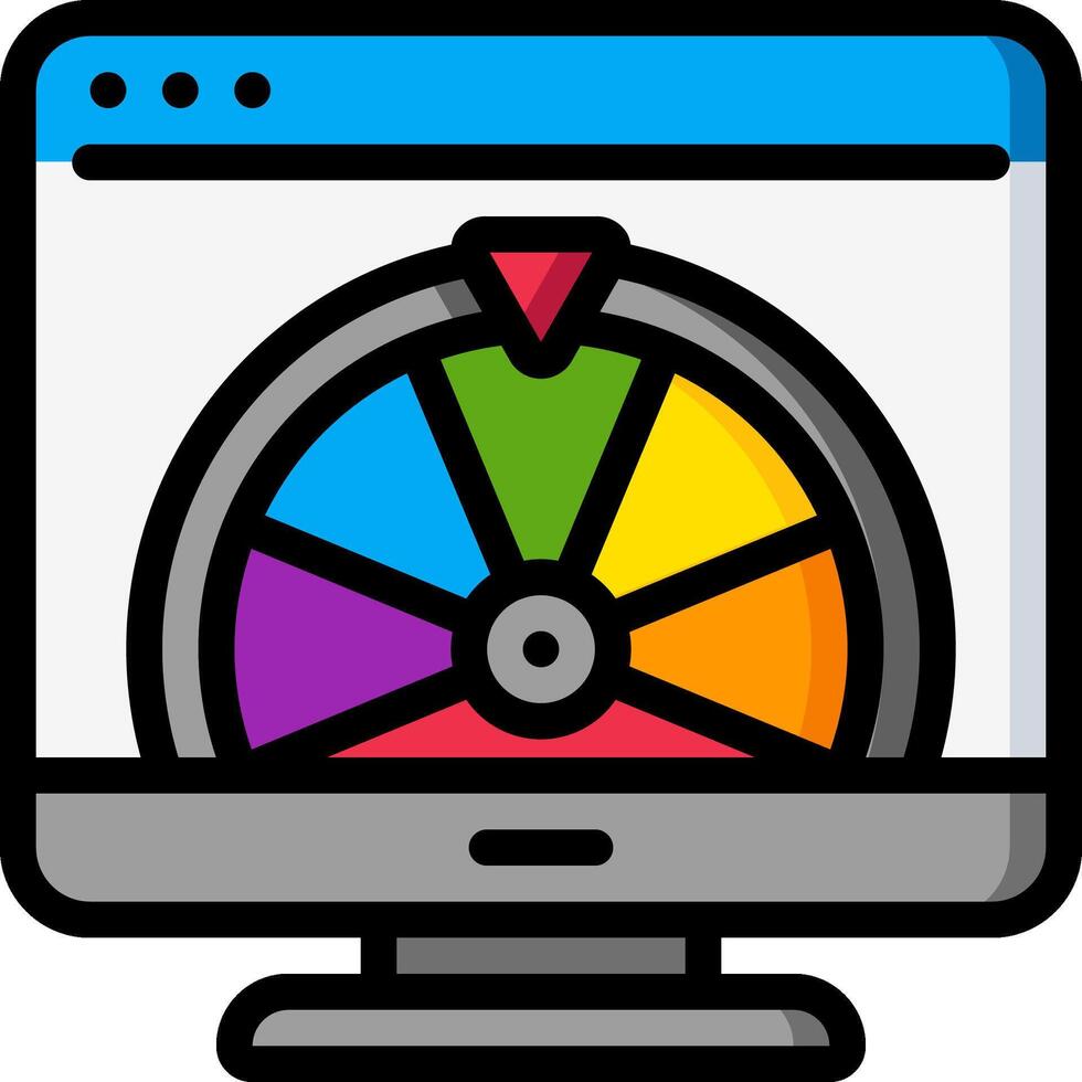 A computer screen with a wheel of fortune on it vector