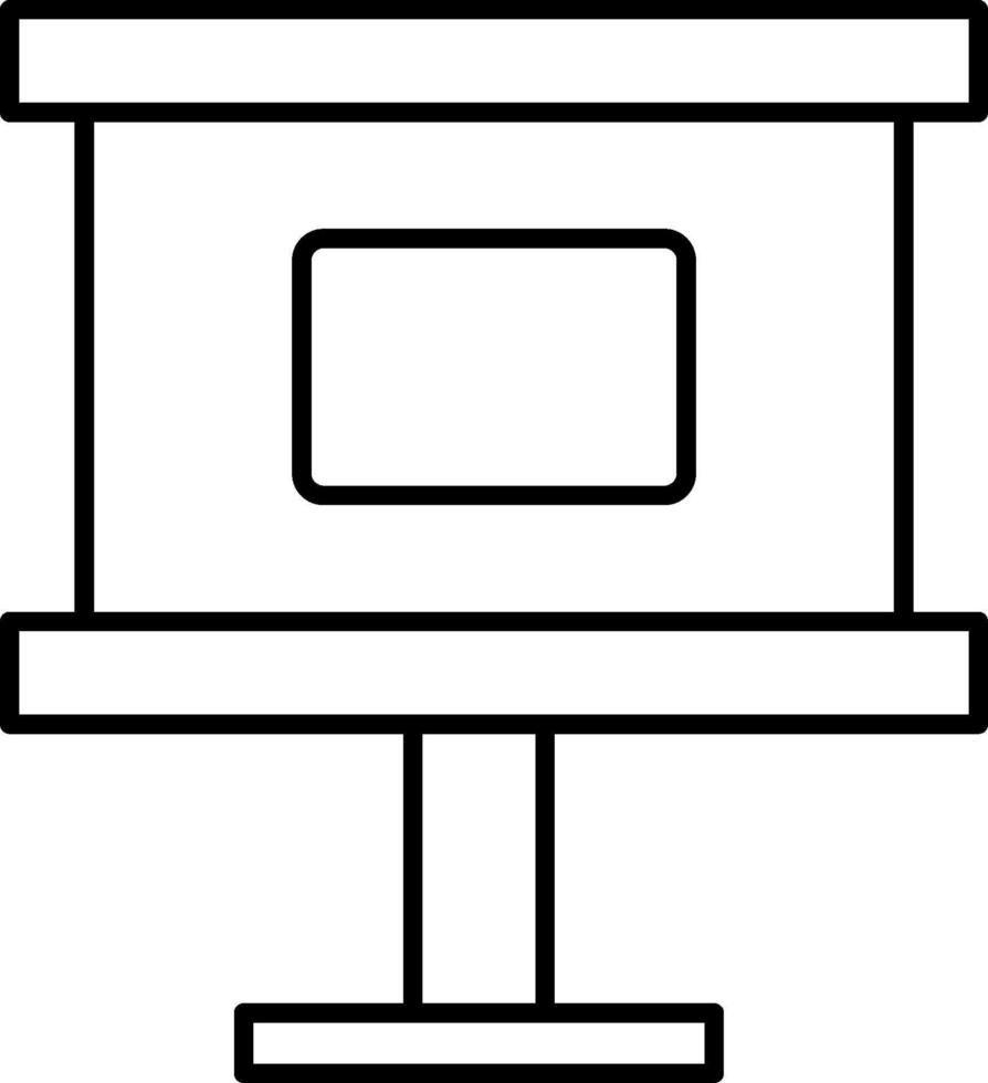 A black and white drawing of a computer monitor vector