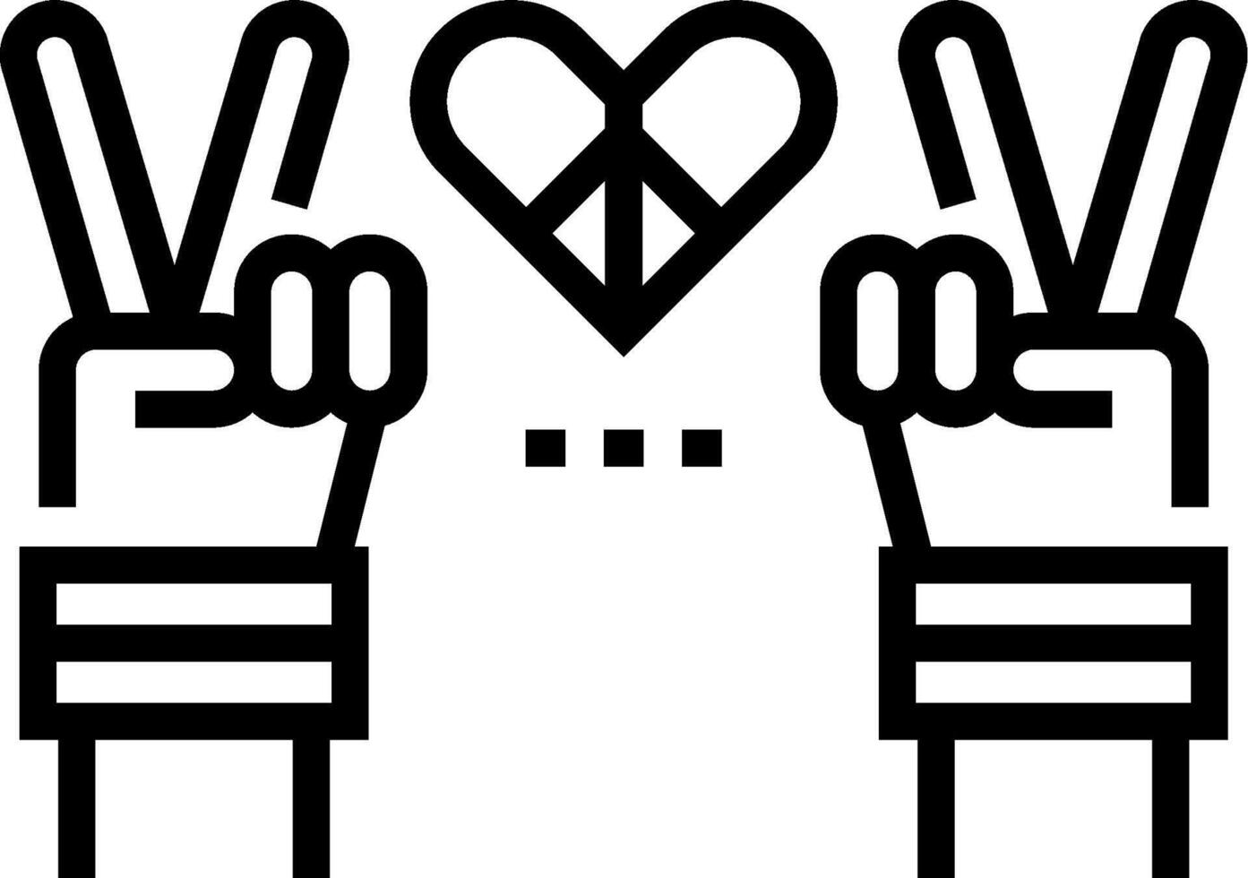 Two hands with peace signs and a heart vector