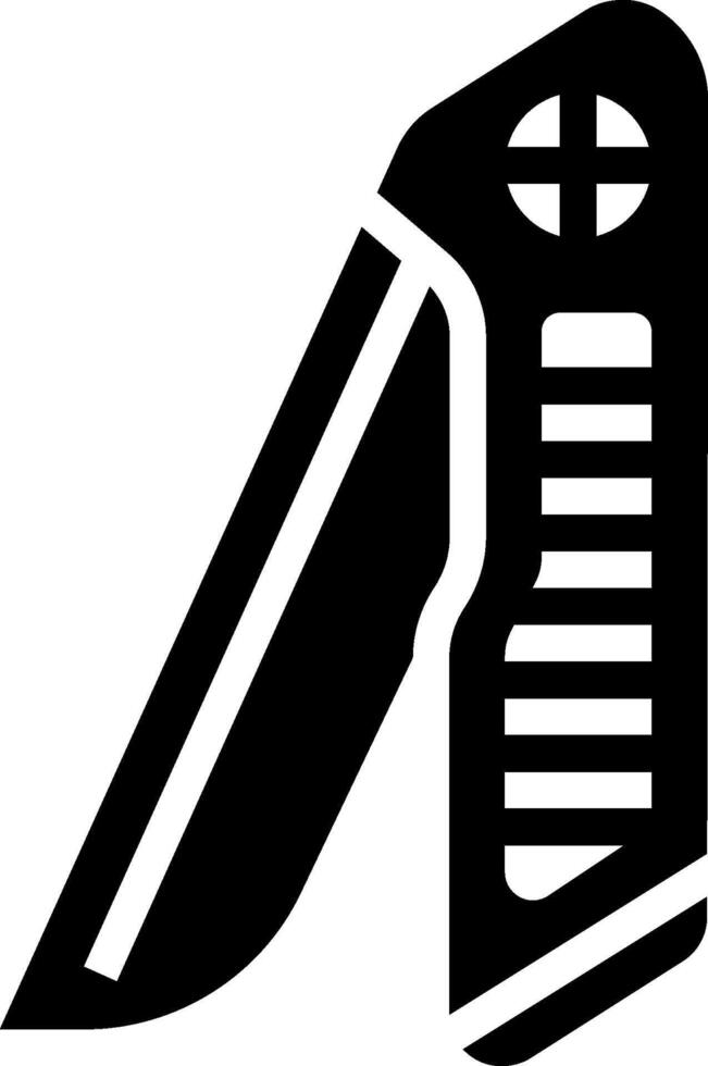 A black and white knife with a cross on it vector