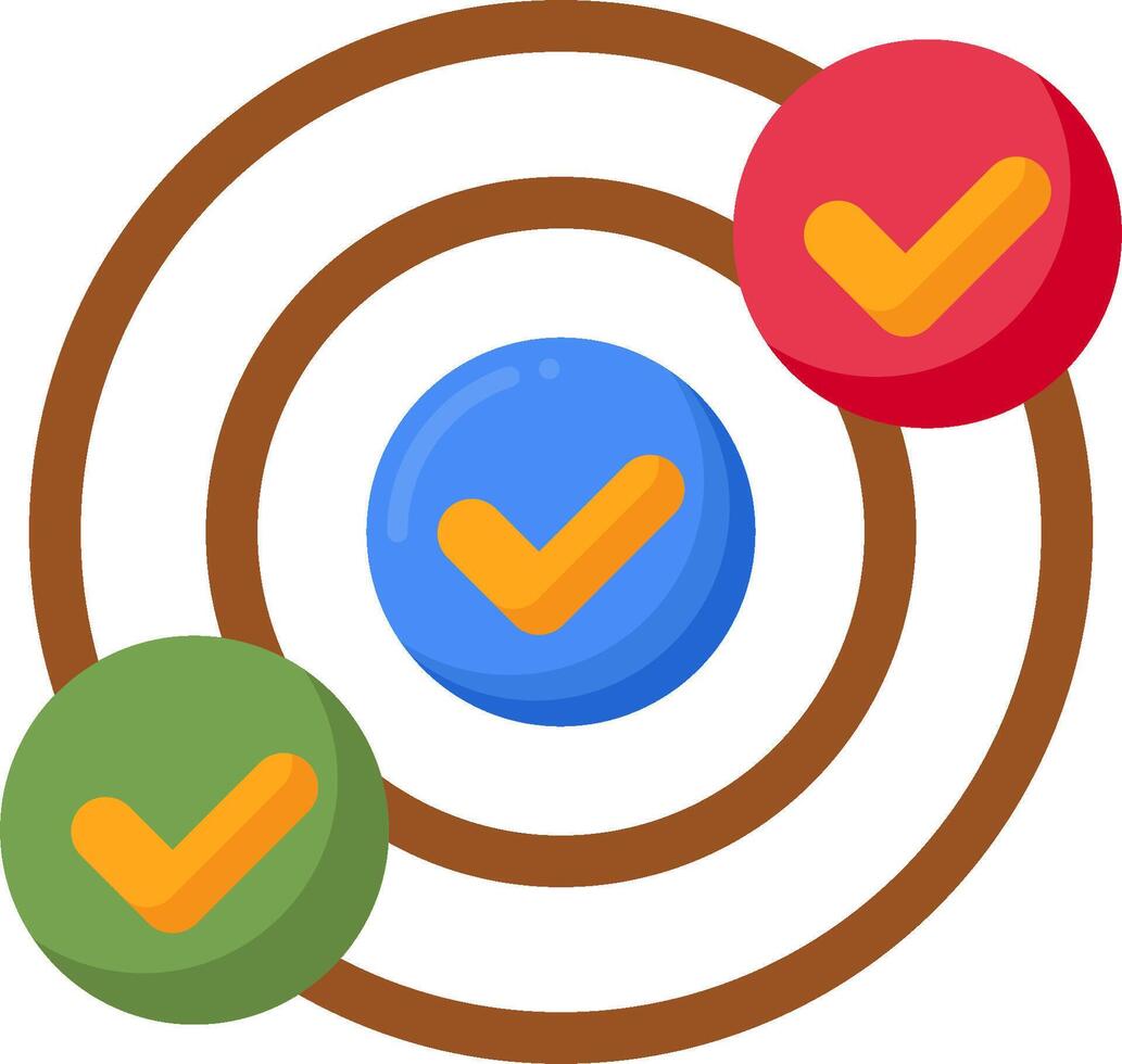 A circle with three check marks on it vector