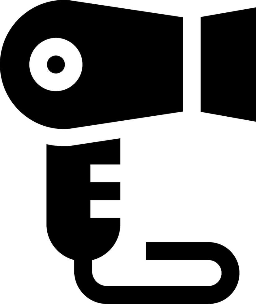 A black and white icon of a hair dryer vector