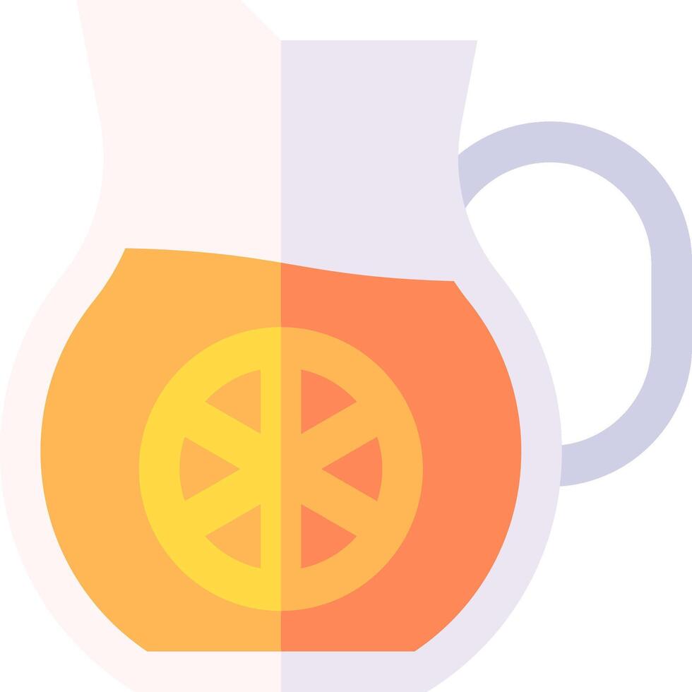 A pitcher of orange juice with a slice of lemon vector