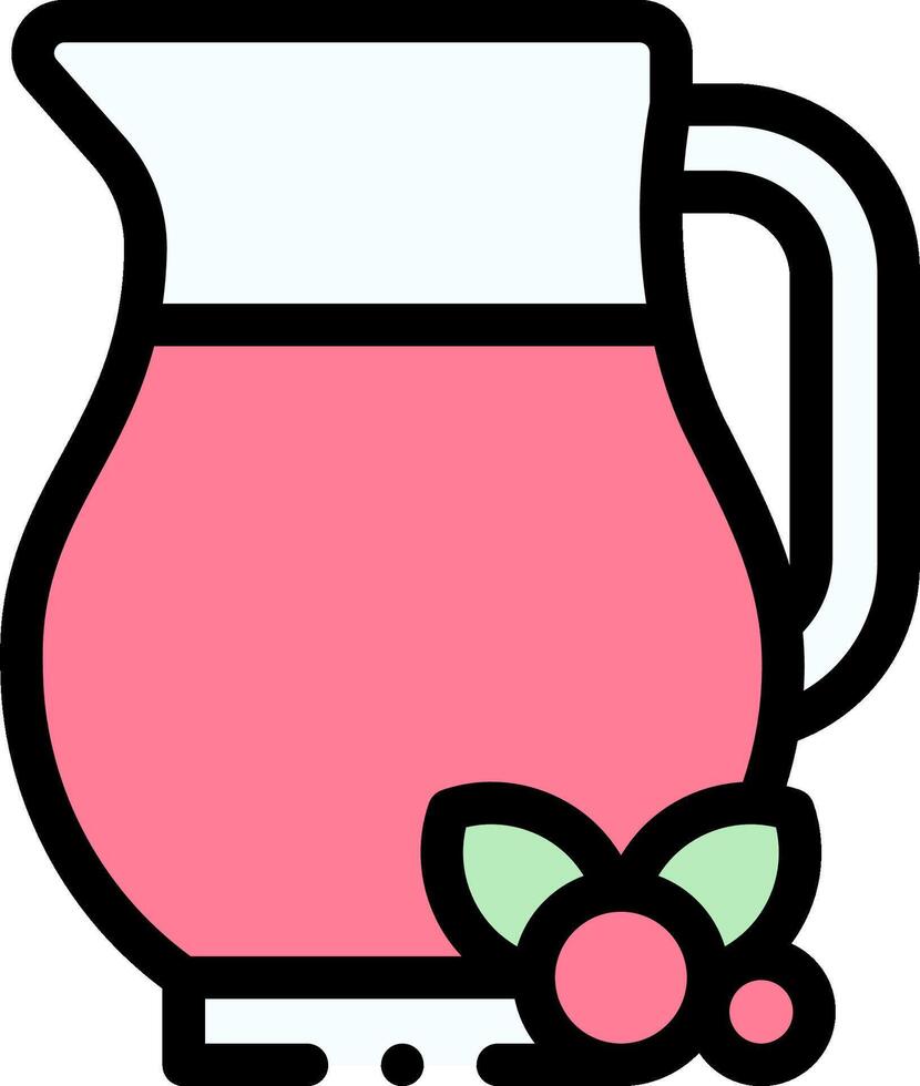 A pitcher of pink juice with berries on top vector