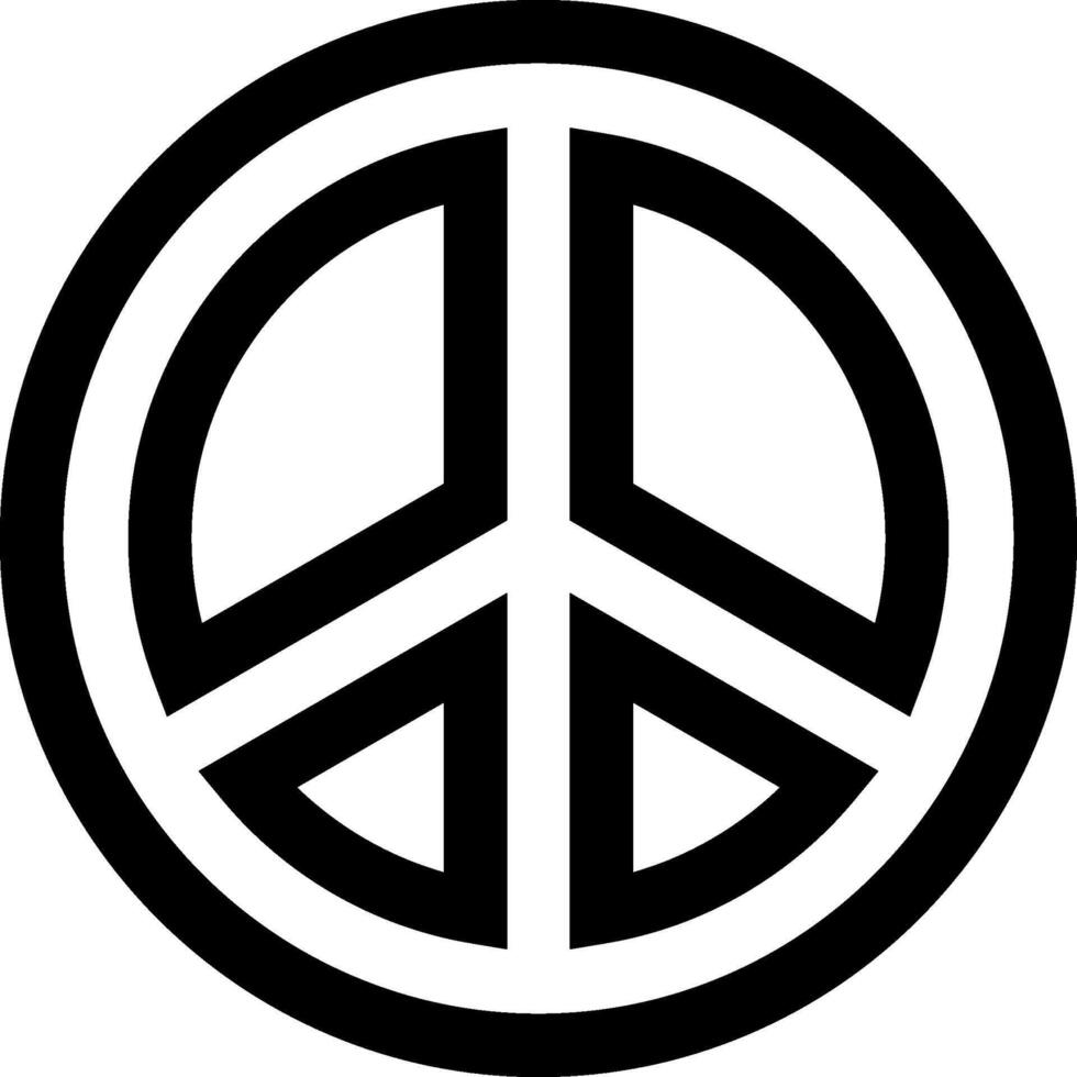 A black and white peace sign with a circle in the middle vector