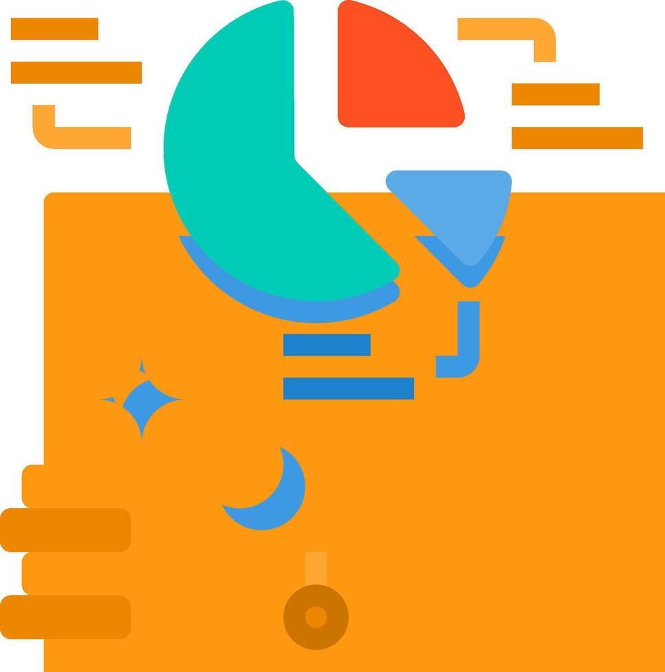 A hand holding a pie chart and a graph vector