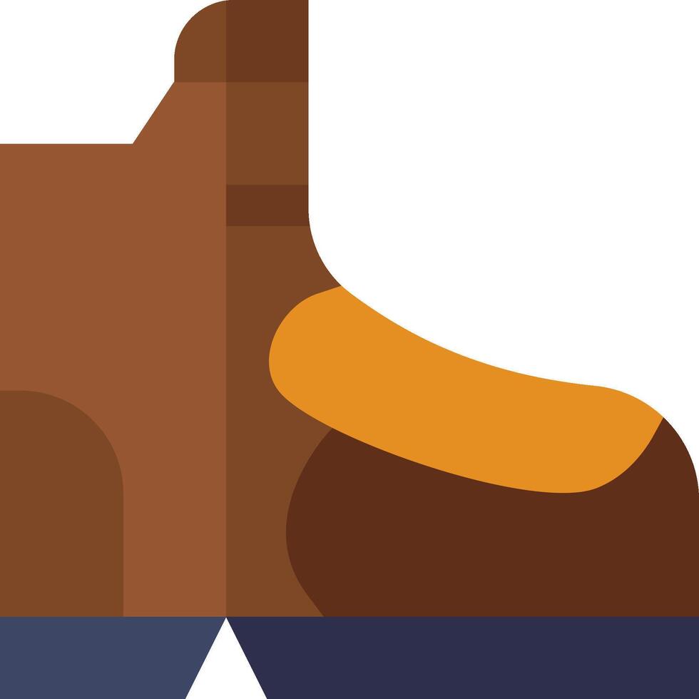 A brown boot with a blue and orange sole vector