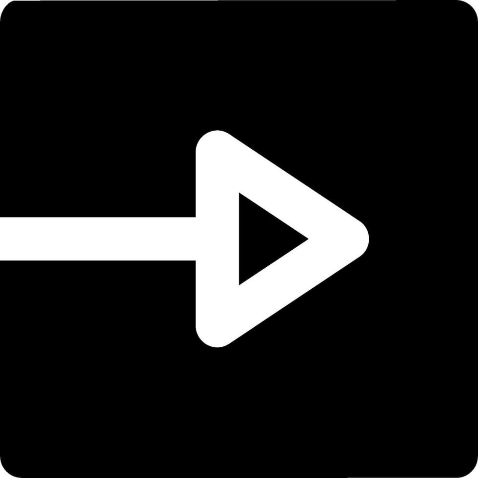A black and white icon of a right arrow vector