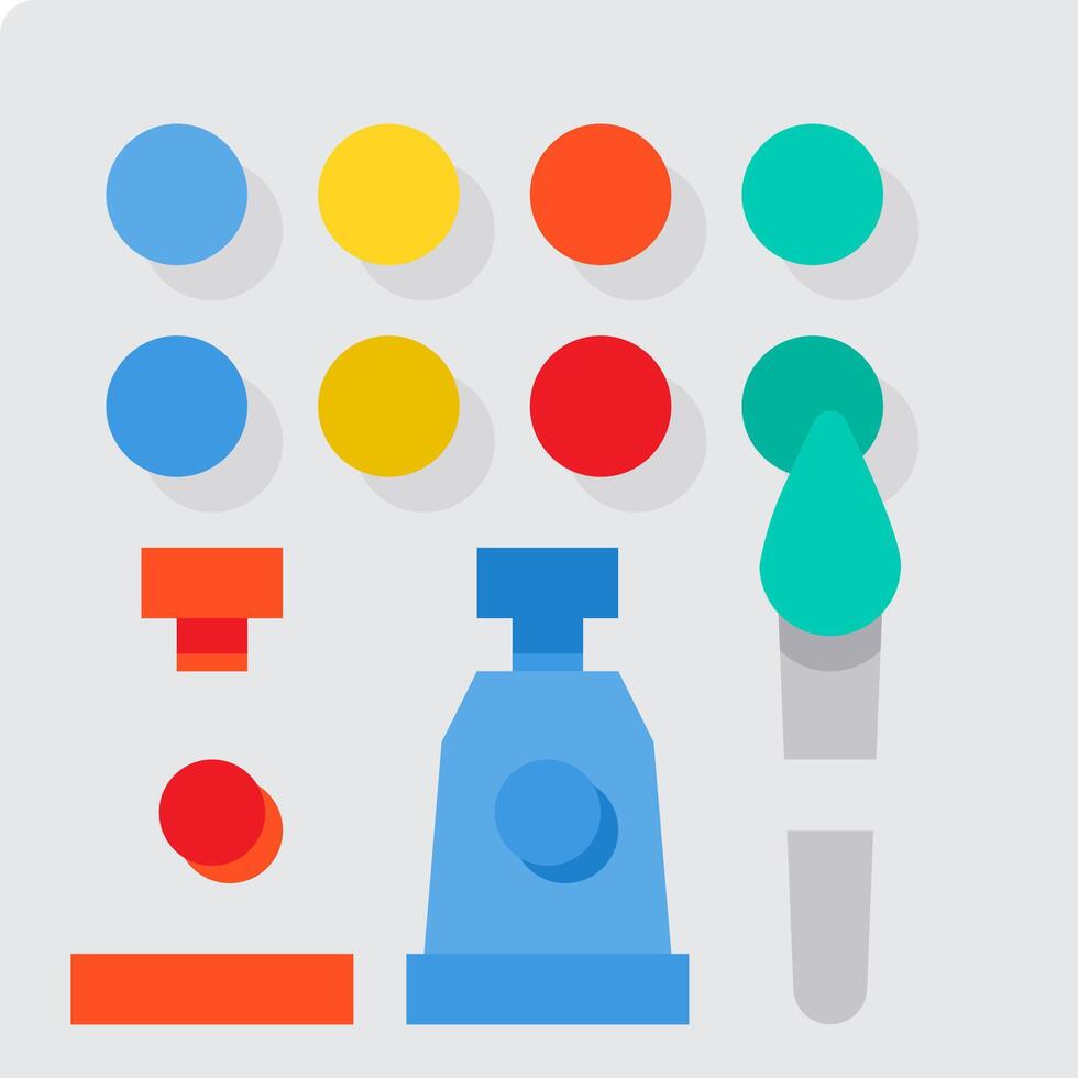 A flat icon of paint, brushes and other items vector