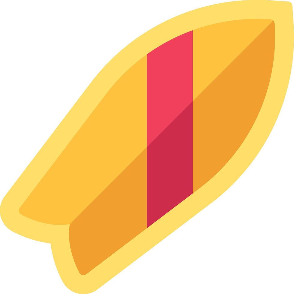 A yellow and red striped surfboard icon vector