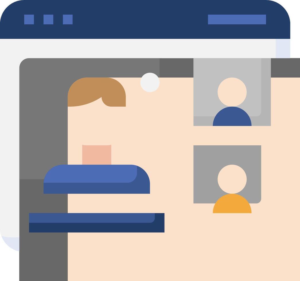 A person is looking at a computer screen with a person in the background vector