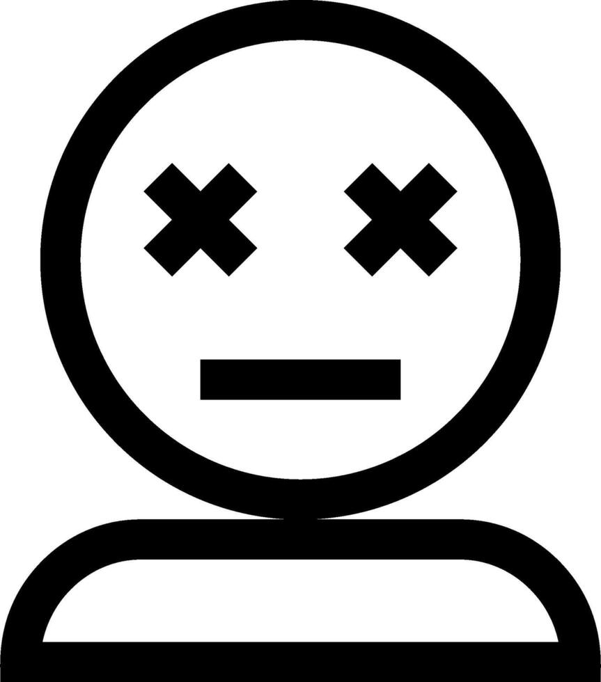 A black and white icon of a person with crossed eyes vector