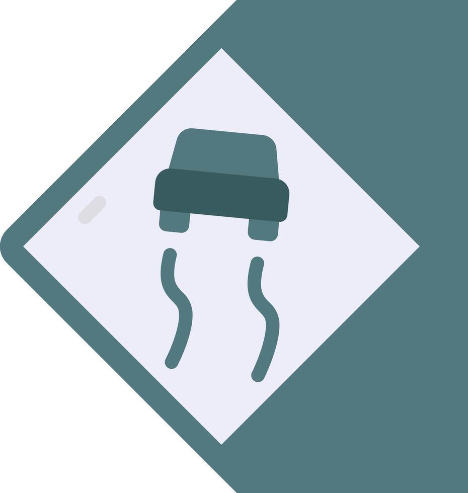 A car is driving over a road sign vector