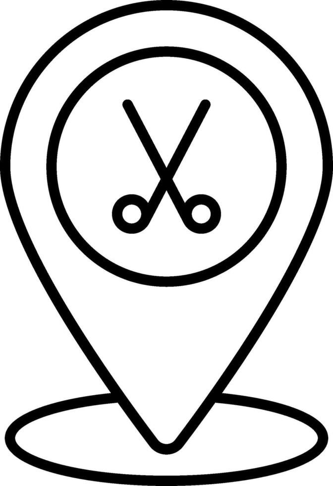 A pin with scissors and a sign that says scissors vector