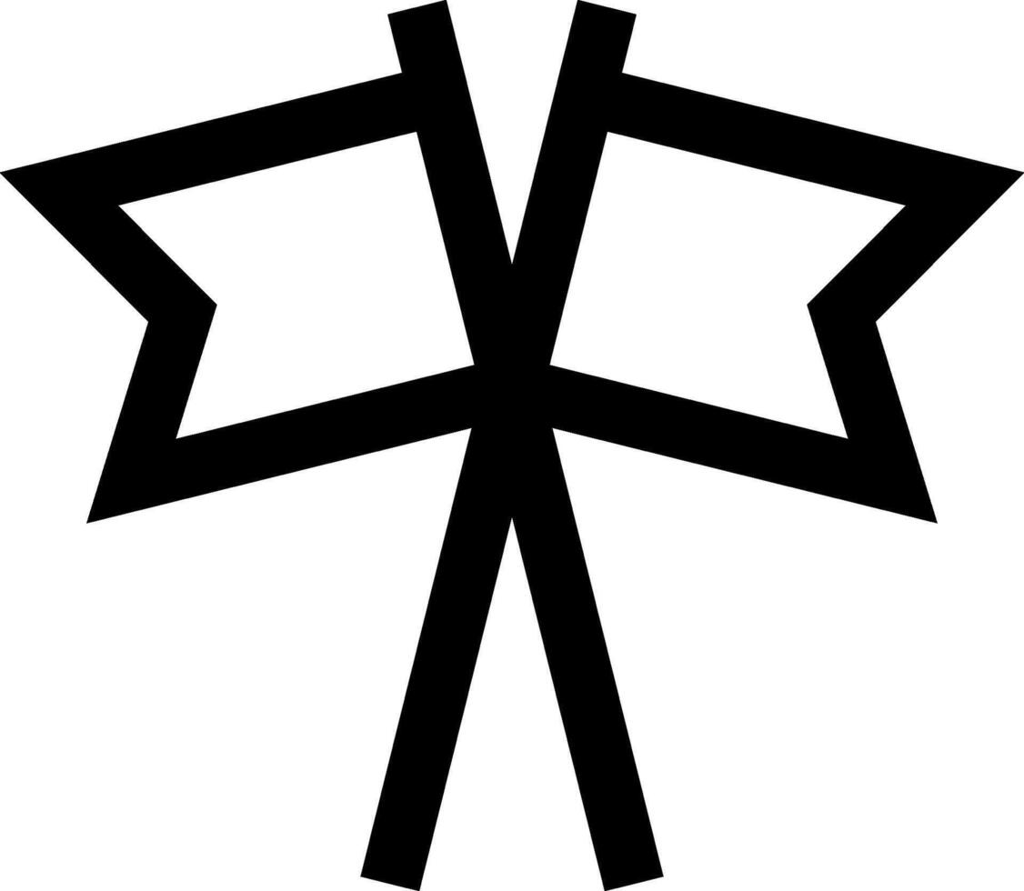 A black and white image of two crossed flags vector