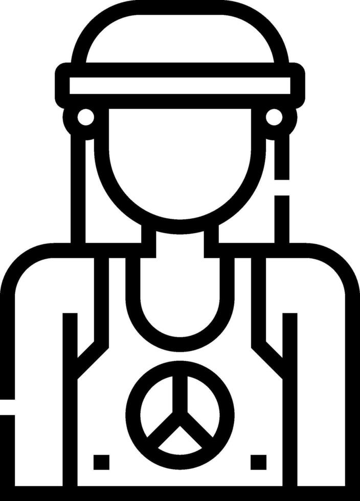 A black and white icon of a man with a peace sign vector
