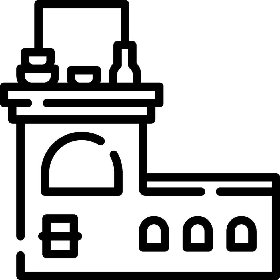A black and white line drawing of a building vector