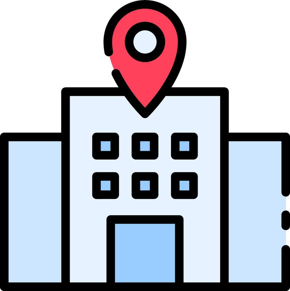 A building with a map pin on it vector