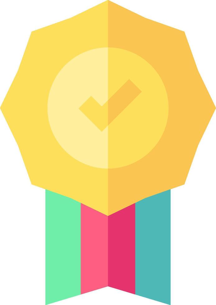 A yellow medal with a check mark on it vector
