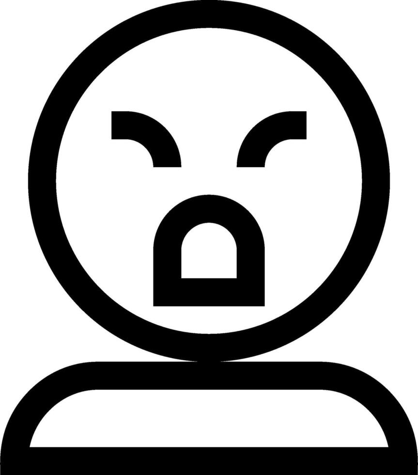A black and white icon of a person with an angry face vector