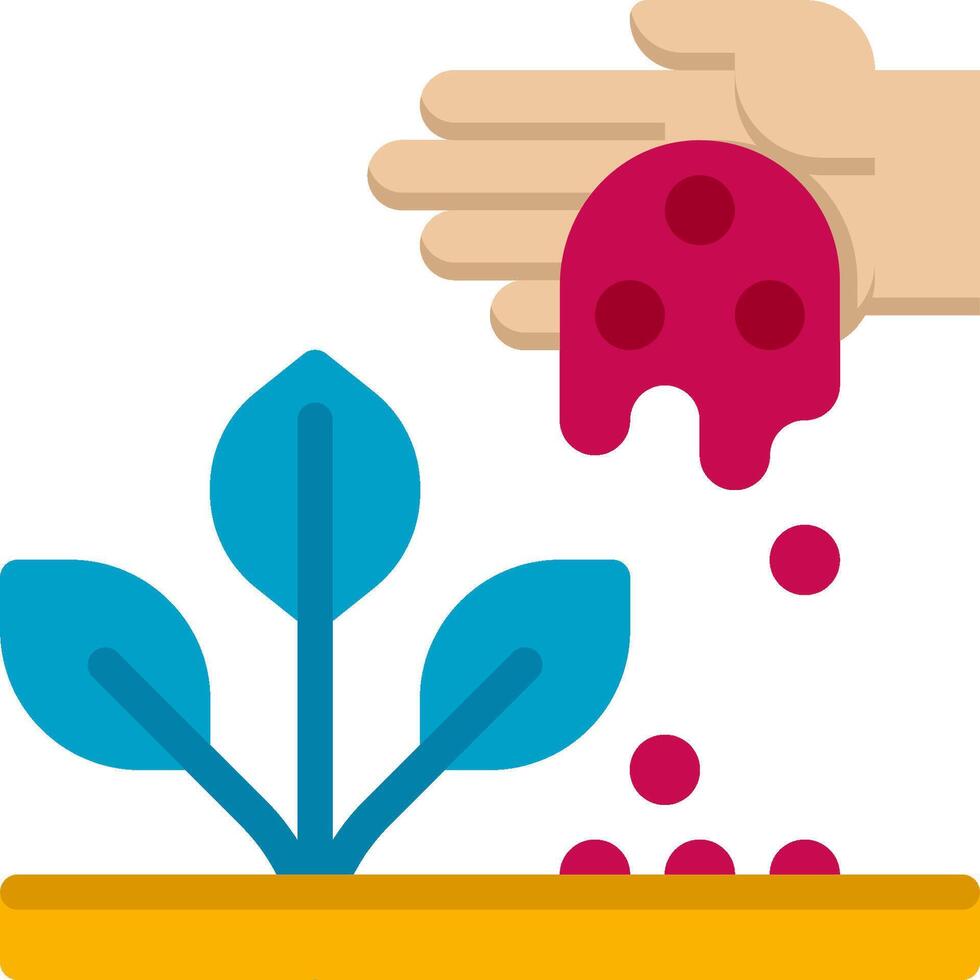 A hand is pouring water over a plant vector
