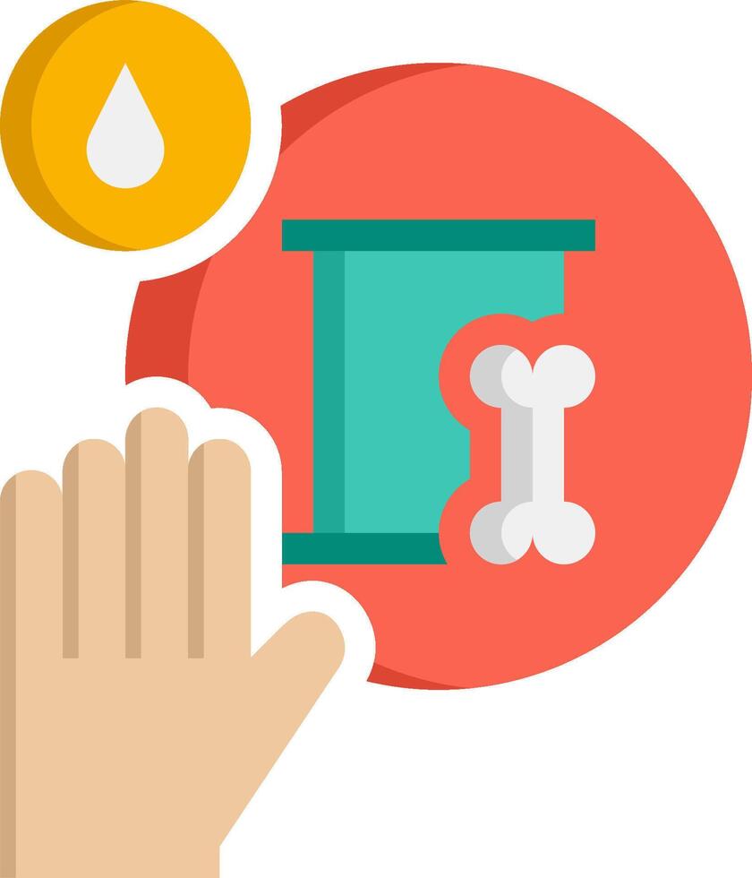 A hand holding a bottle of water and a bone vector