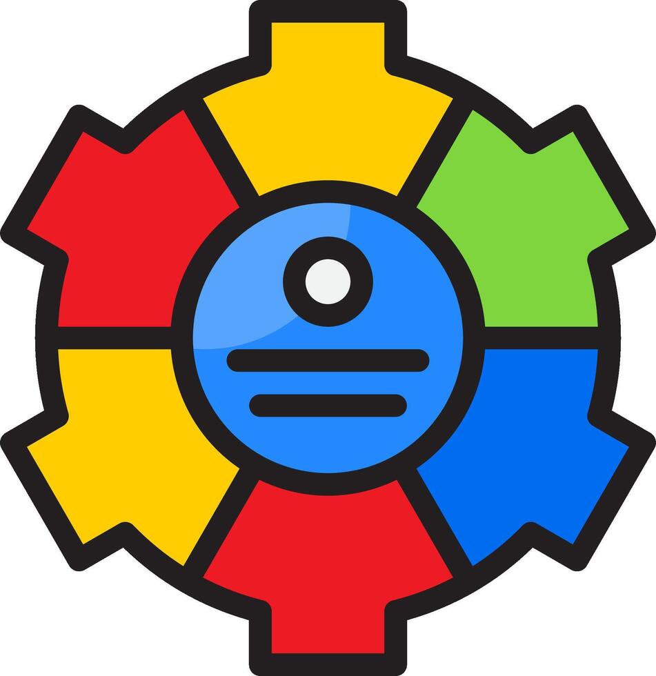 A colorful gear wheel with a blue center vector