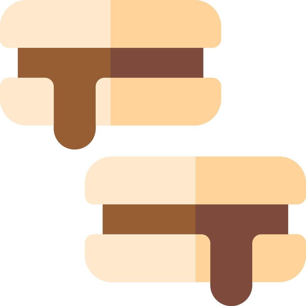 Two sandwiches with chocolate and vanilla on them vector